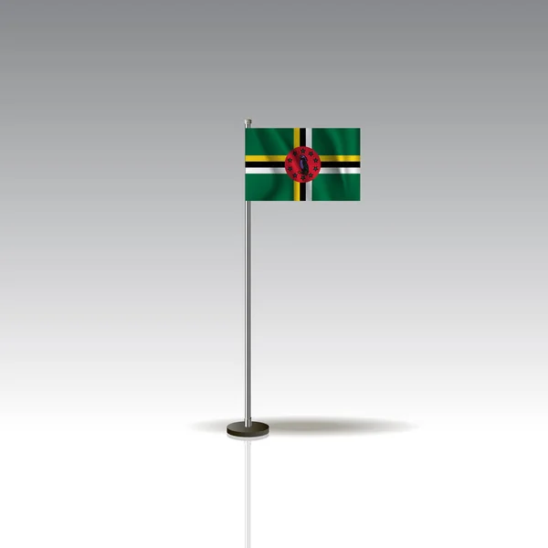 Bandera Escritorio Stand Bandera Nacional Dominica Aislada Sobre Fondo Gris — Archivo Imágenes Vectoriales