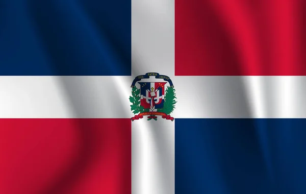 Bandera Nacional República Dominicana Símbolo Del Estado Tela Seda Ondulada — Archivo Imágenes Vectoriales