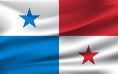 Panama 3D dalgalanan bayrak. Vektör çizim