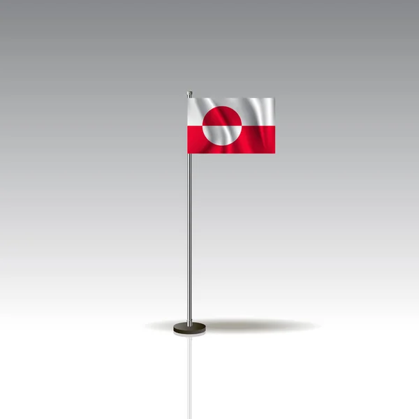 Drapeau Bureau Barre Drapeau National Greenland Isolé Sur Fond Gris — Image vectorielle