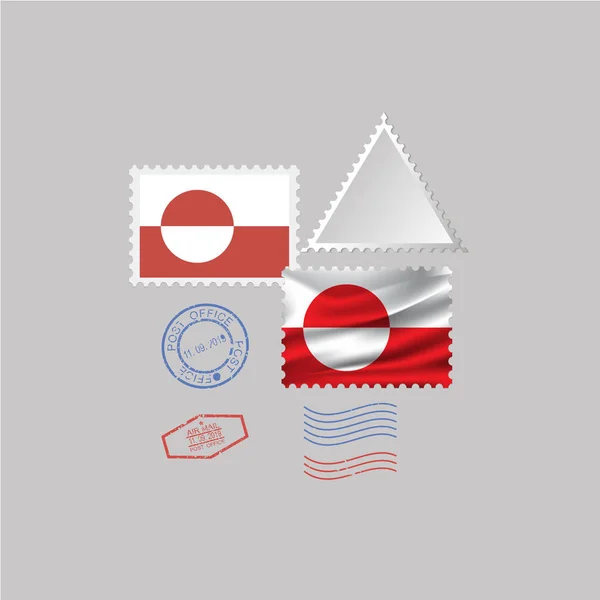 Greenland Flag Francobollo Set Isolato Sfondo Grigio Illustrazione Vettoriale — Vettoriale Stock