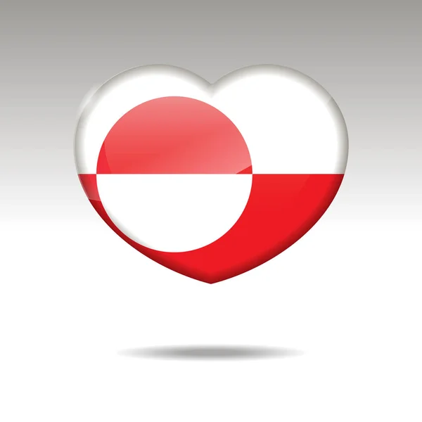 Ґренландія Символом Любові Серце Значок Прапорця Векторні Ілюстрації — стоковий вектор