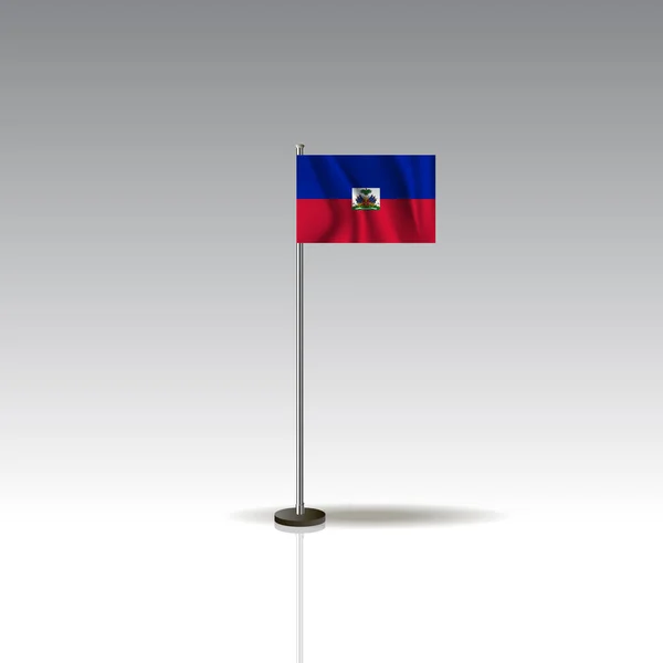 Bandera Escritorio Stand Bandera Nacional Haiti Aislada Sobre Fondo Gris — Archivo Imágenes Vectoriales