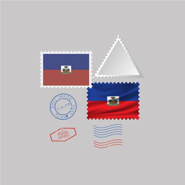 Haiti Flag Francobollo Set Isolato Sfondo Grigio Illustrazione Vettoriale — Vettoriale Stock