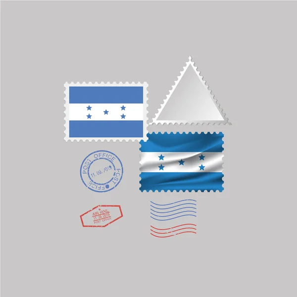 Conjunto Selos Honduras Flag Postage Isolado Fundo Cinza Ilustração Vetorial — Vetor de Stock