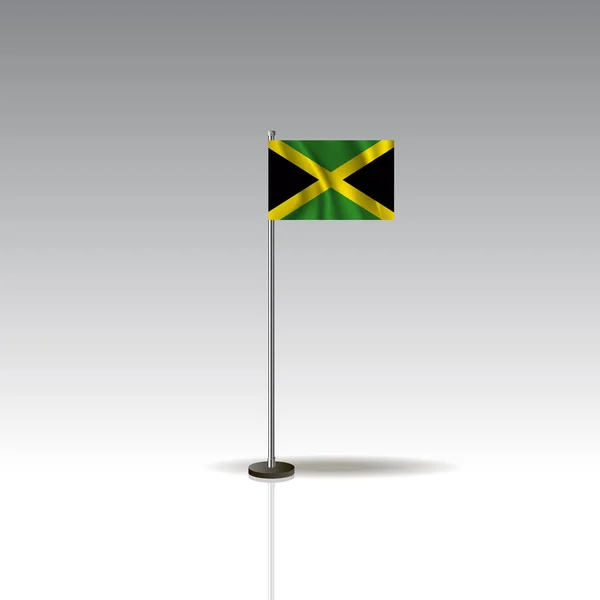 Флажок Рабочего Стола Месте Национальный Флаг Jamaica Выделен Сером Фоне — стоковый вектор