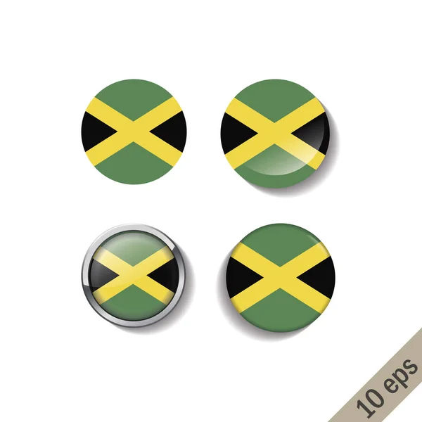 Σύνολο Της Τζαμάικα Σημαίες Γύρο Κονκάρδες Εικονογράφηση Διάνυσμα Eps — Διανυσματικό Αρχείο