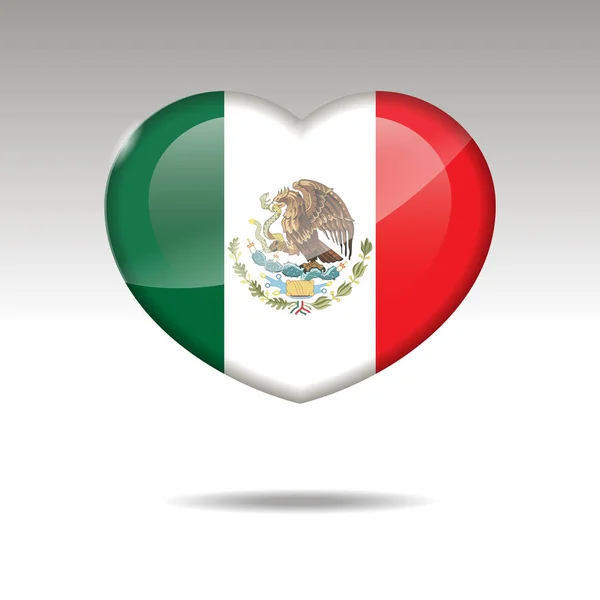 Liebe Mexikanisches Symbol Herz Flagge Symbol Vektorillustration — Stockvektor