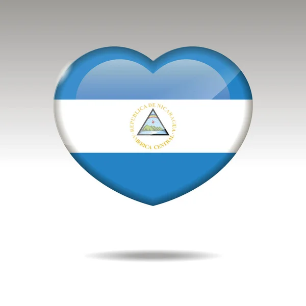 Amor Símbolo Nicaragua Icono Bandera Del Corazón Ilustración Vectorial — Archivo Imágenes Vectoriales