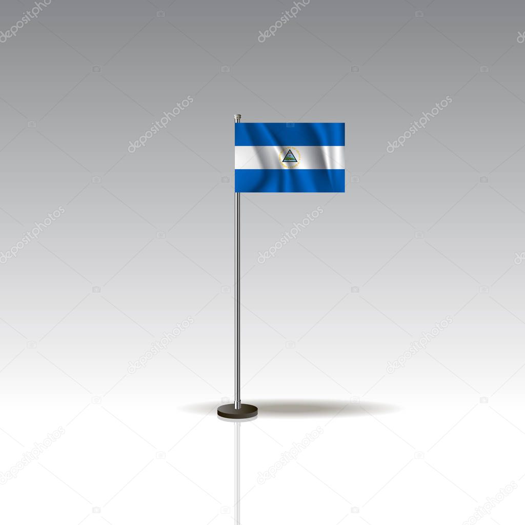 Desktop flag on stand. National NICARAGUA flag isolated on gray background. EPS10