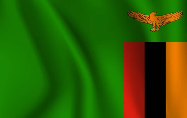 Bandera Realista Ondeando República Zambia Tela Con Textura Que Fluye — Foto de Stock