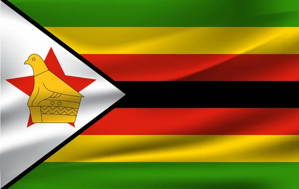 Realistic Waving Flag Republic Zimbabwe Fabric Textured Flowing Flag Zimbabwe — Stock Photo, Image