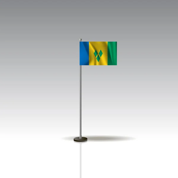 Vlag Van Desktop Stand Nationale Saint Vinsent Grenadines Vlag Geïsoleerd — Stockvector