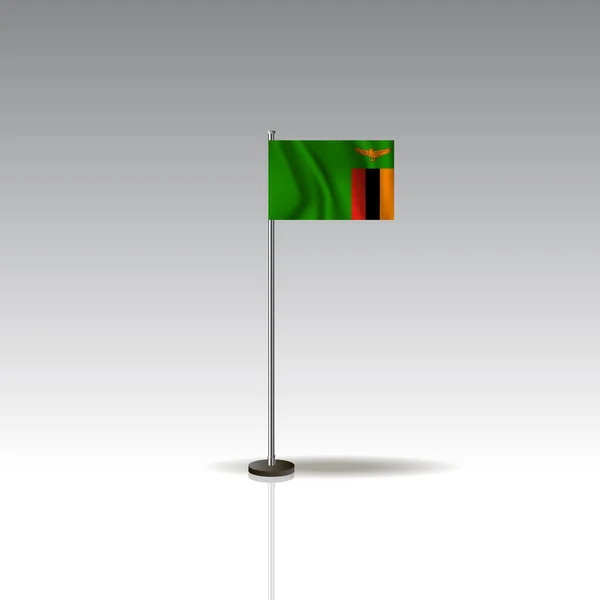 Desktop Flagga Vector Image Zambia Flagga Isolerade Grå Bakgrund Zambia — Stock vektor
