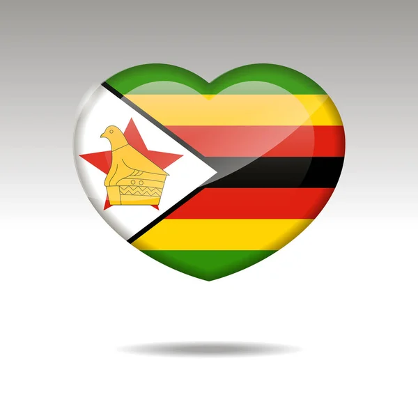 Amor Símbolo Zimbabue Icono Bandera Del Corazón Ilustración Vectorial — Archivo Imágenes Vectoriales