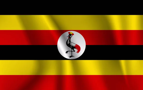 Realistisches Flaggenschwenken Der Republik Uganda Gewebe Strukturiert Fließende Flagge Von — Stockfoto