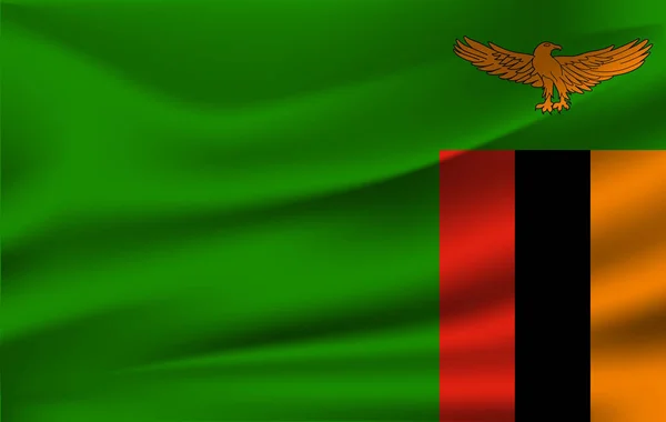 Bandera Realista Ondeando República Zambia Tela Con Textura Que Fluye — Vector de stock