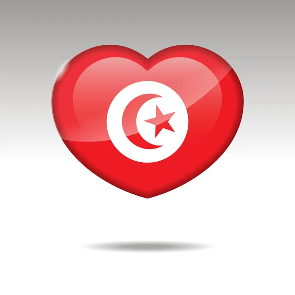 Αγάπη Τυνησία Σύμβολο Καρδιά Εικονίδιο Σημαίας Εικονογράφηση Φορέας — Διανυσματικό Αρχείο