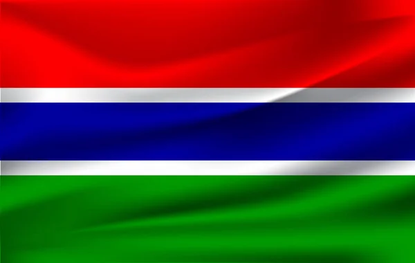 Bandeira Acenar Realista República Gâmbia Tecido Texturizado Bandeira Fluente Gâmbia —  Vetores de Stock