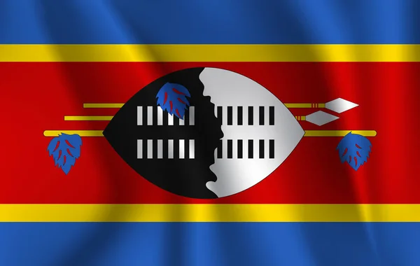 Realistisch Zwaaien Vlag Van Koninkrijk Swaziland Stof Geweven Vloeiende Vlag — Stockfoto