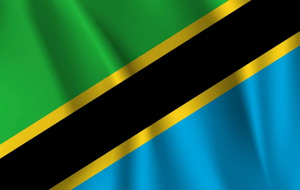 Bandiera Sventolante Realistica Della Repubblica Unita Tanzania Tessuto Strutturato Bandiera — Foto Stock