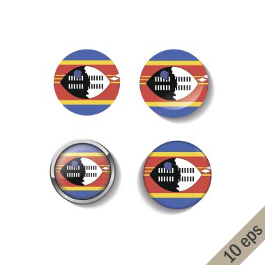 Svaziland kümesi yuvarlak rozetleri işaretler. Vektör çizim. 10 eps