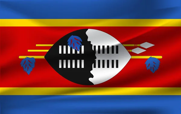 Реалистичный Флаг Королевства Свазиленд Ткань Текстурированного Флага Свазиленда — стоковый вектор