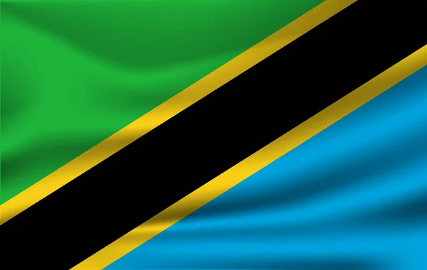 Drapeau Agitant Réaliste République Unie Tanzanie Drapeau Fluide Texturé Tissu — Image vectorielle