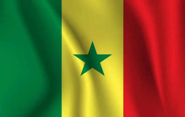 塞内加尔国旗 塞内加尔的现实的挥舞旗帜 塞内加尔织物纹理流动旗 — 图库照片