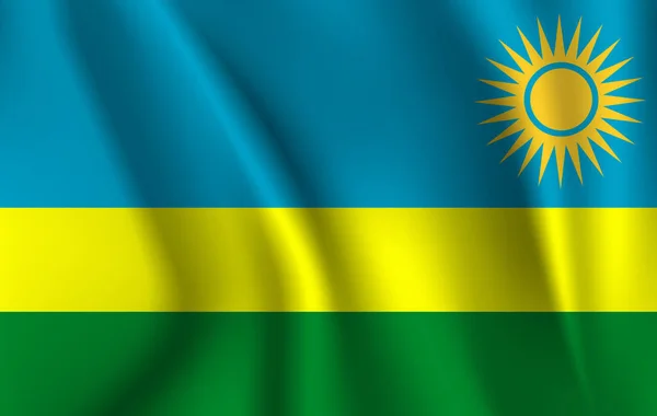 Flagga Rwanda Realistiska Viftande Flagga Rwanda Tyg Texturerat Flödande Flagga — Stockfoto