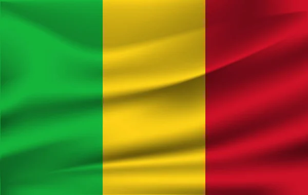 Mali Bayrağı Mali Cumhuriyeti Bayrağı Sallayarak Gerçekçi Kumaş Dokulu Akan — Stok fotoğraf