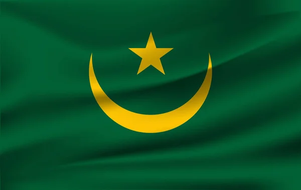 モーリタニアの現実的な手を振る旗 — ストック写真