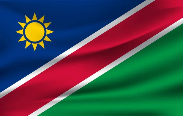 Flag of Namibia. Realistic waving flag of Republic of Namibia. — Stock Photo, Image