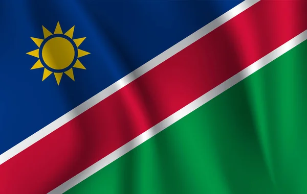 Vlag van Namibië. Realistisch zwaaien de vlag van de Republiek Namibië. — Stockfoto