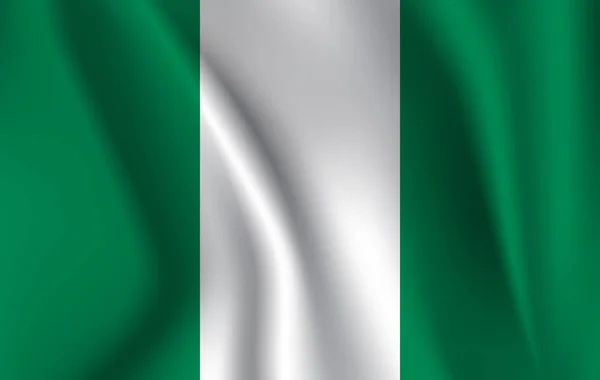 Vlag van Nigeria. Realistisch zwaaien de vlag van de Federale Republiek Nigeria. — Stockfoto