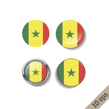 Senegal kümesi yuvarlak rozetleri işaretler. Vektör çizim. 10 eps