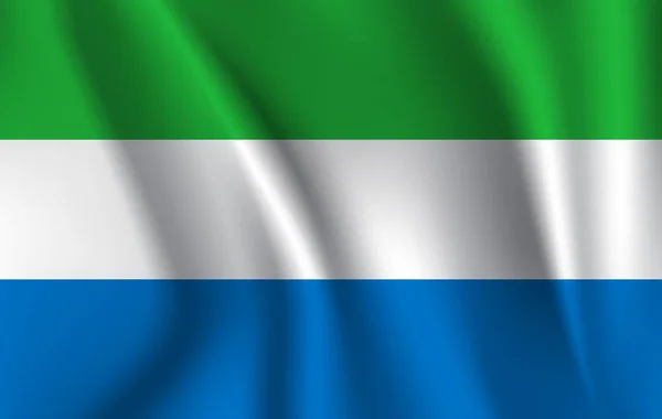 塞拉利昂国旗 塞拉利昂的现实飘扬的旗帜 Sierra Lrone 织物质感流动旗 — 图库矢量图片