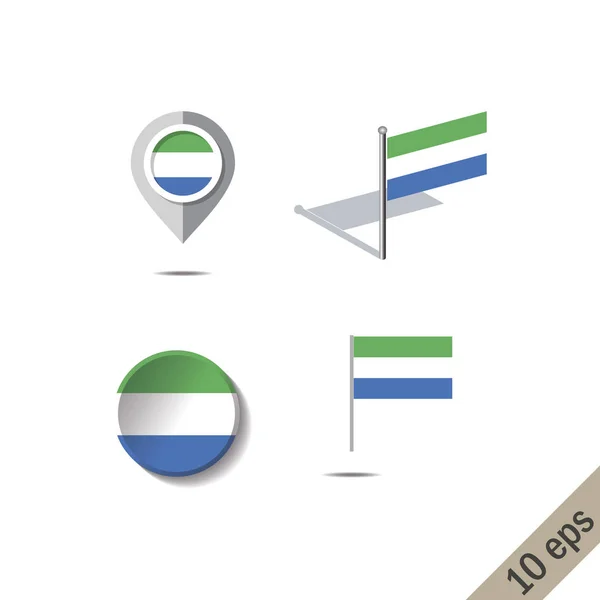 Alfileres Mapa Con Bandera Sierra Leona Ilustración Vectorial — Vector de stock