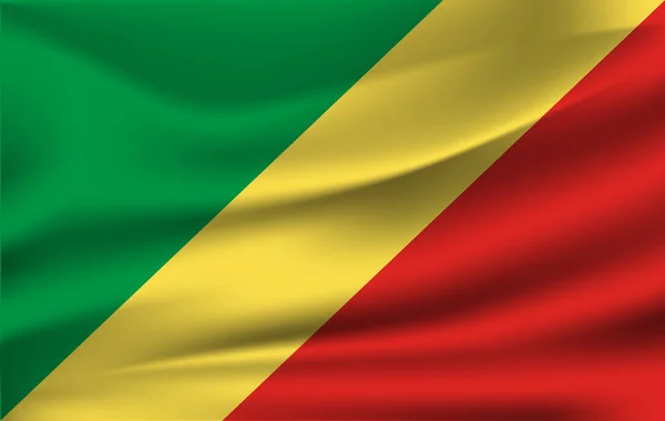 Bandera Del Congo Bandera Realista Ondeando República Del Congo Tela — Archivo Imágenes Vectoriales