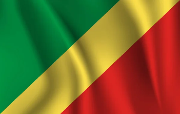 刚果国旗 刚果共和国的现实挥舞旗帜 织物纹理流动的旗帜刚果 — 图库矢量图片