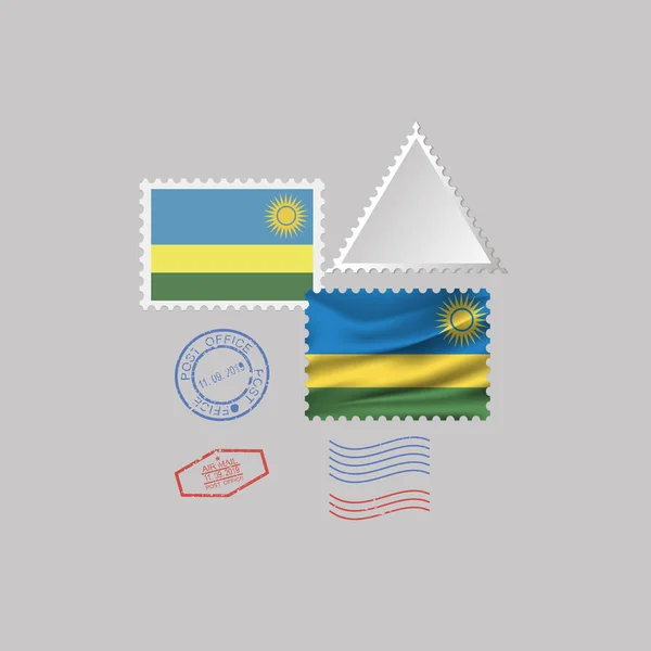 Μια Σειρά Από Γραμματόσημα Την Εικόνα Του Σημαία Της Ρουάντα — Διανυσματικό Αρχείο