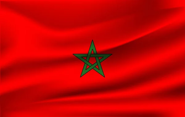Bendera Melambai Maroko Yang Realistis Eps - Stok Vektor