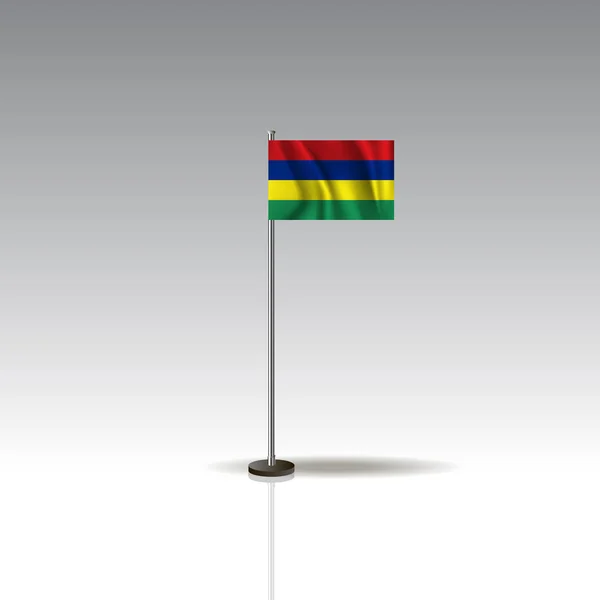 Bureaublad Vlag Vector Afbeelding Mauritius Vlag Geïsoleerd Een Grijze Achtergrond — Stockvector