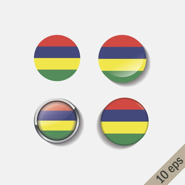 Set Insignias Redondas Mauritius Ilustración Vectorial Eps — Vector de stock