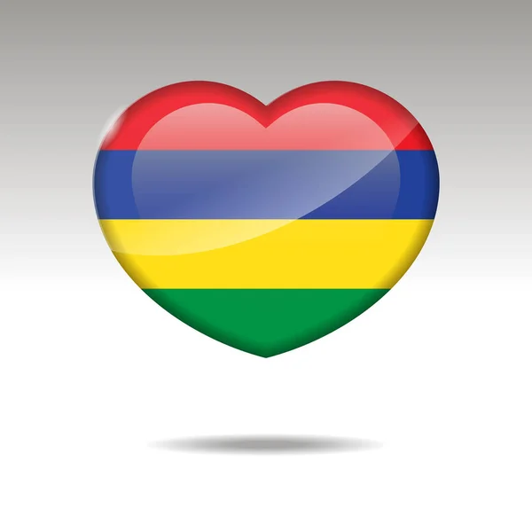 Liefde Mauritius Symbool Het Pictogram Van Vlag Van Het Hart — Stockvector