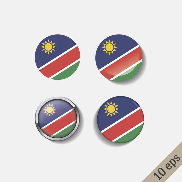 नामीबिया ध्वज का सेट गोल बैज . — स्टॉक वेक्टर