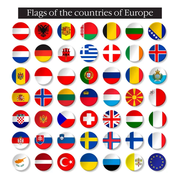Simple Círculo Banderas Vector Los Países Estilo Plano — Archivo Imágenes Vectoriales