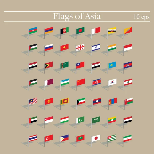 Mapa Marcador Banderas Vector Los Países Estilo Plano — Vector de stock