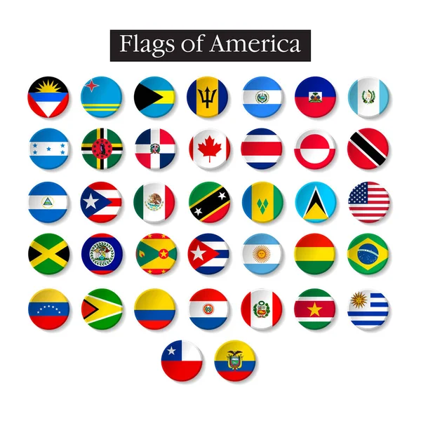 Bandeiras Círculo Simples Vetor Dos Países Estilo Plano — Vetor de Stock