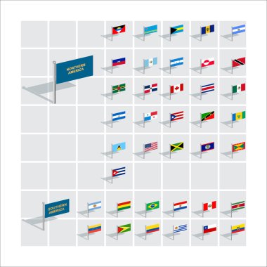 Çeşitli bayraklar, 3B vektör Icon set. 10 eps
